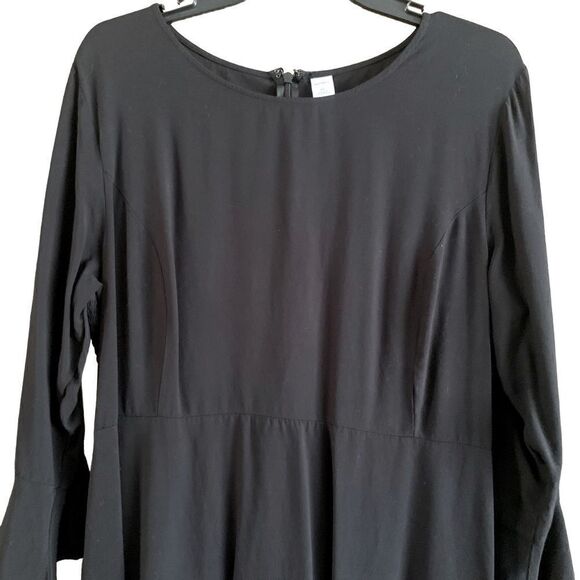 Old Navy Black Long Sleeve Fit & Flare Midi Dress Size XL - Picture 3 of 12